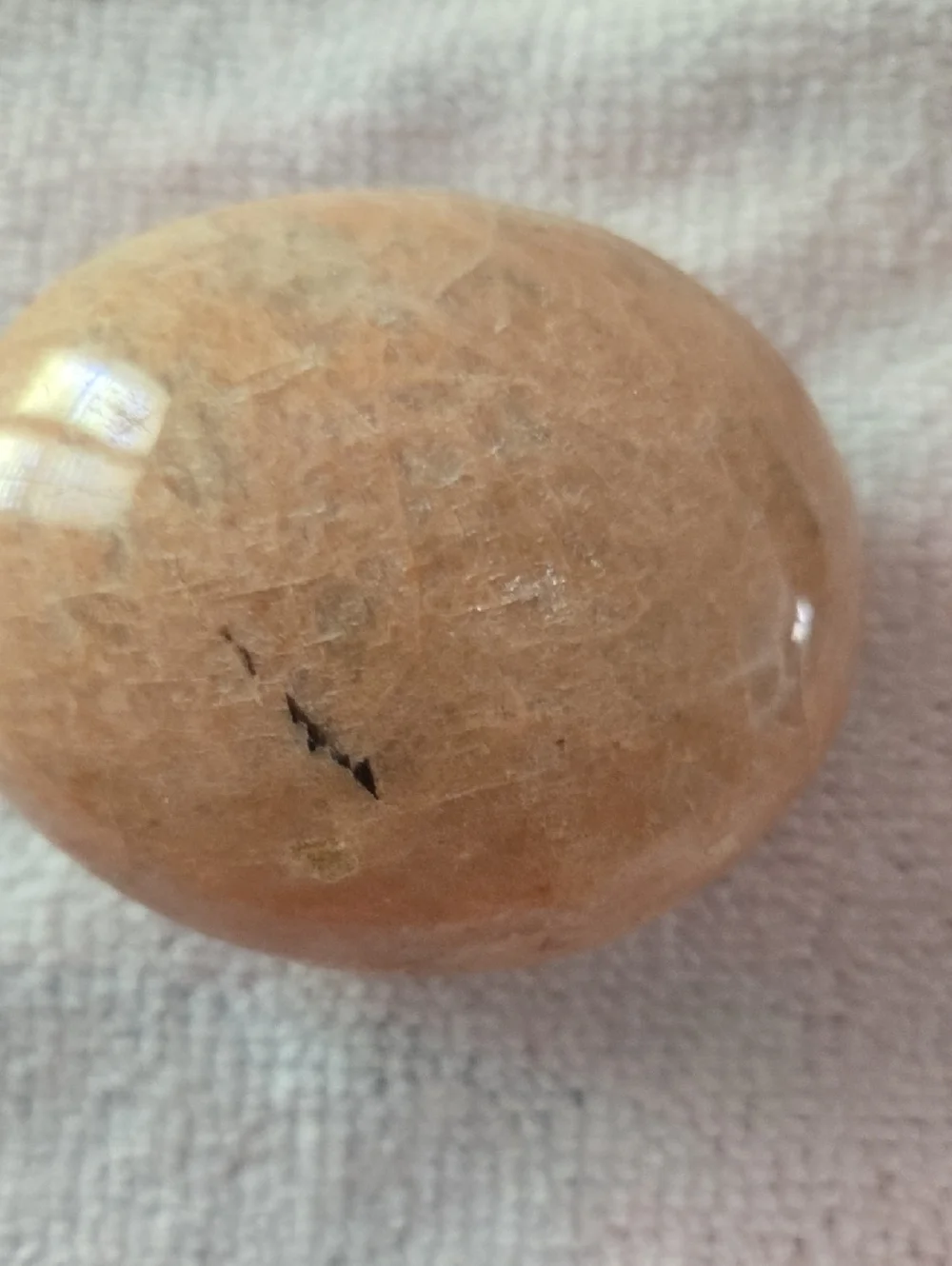 Polished Peach Moonstone Palm Stone - Picture 3 of 3